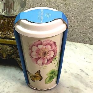 LENOX BUTTERFLY MEADOW THERMAL TRAVEL MUG SILICONE LID 10 oz NEW